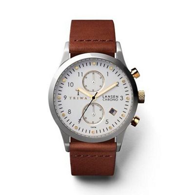 Unisex watch with white multi dial and brown leather strap lcst106cl010212